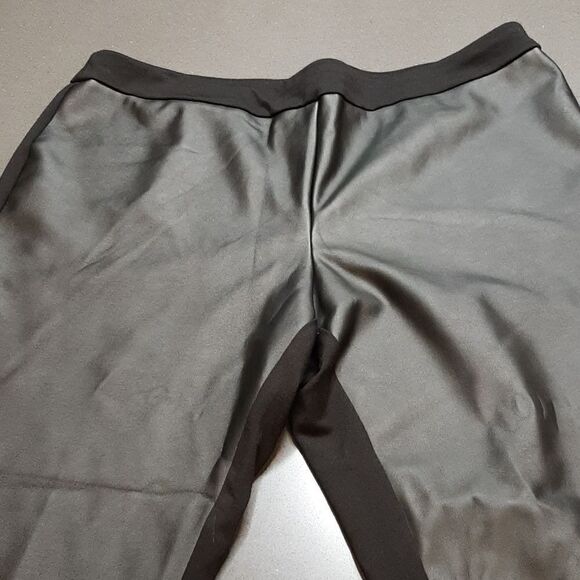 Black Capris with Pleather in Front and Stretchy Material in Back - Picture 2 of 9